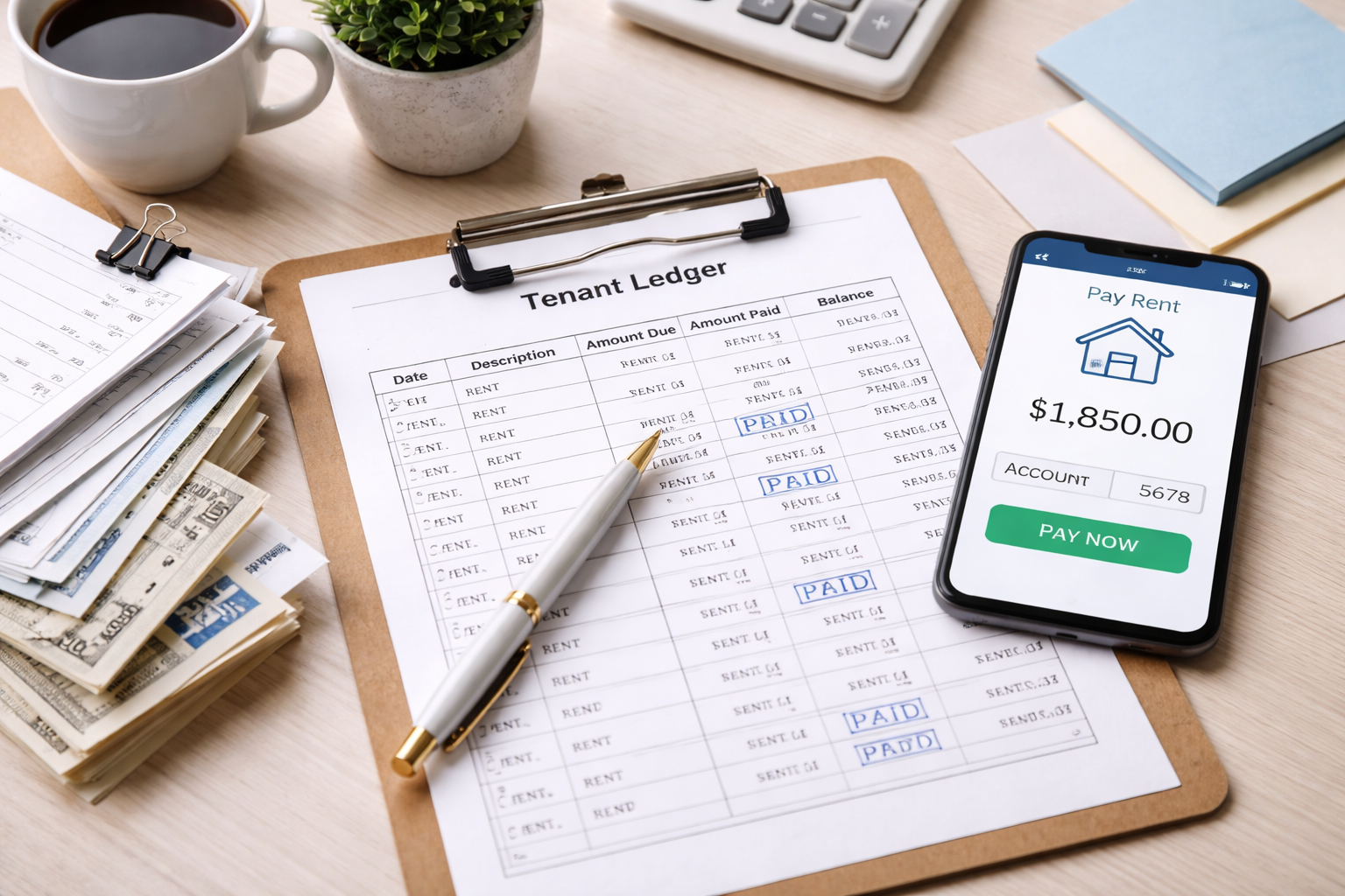 Tenant ledger and rent payment tracking