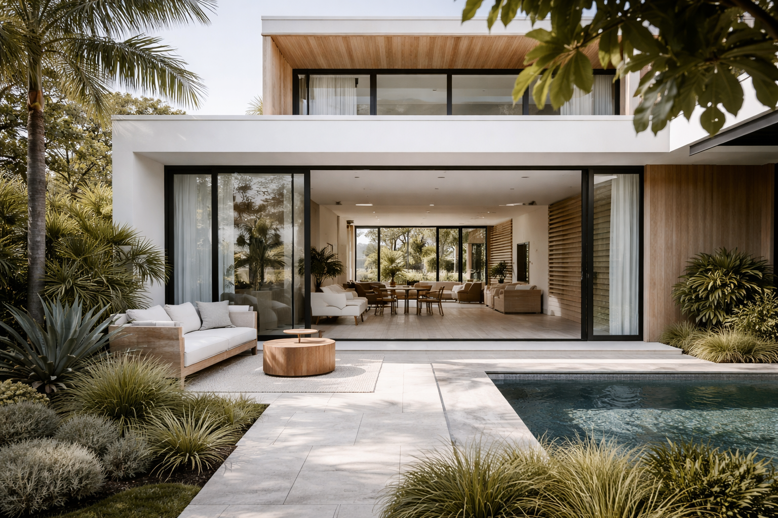 Premium modern home with pool and landscaped outdoor area